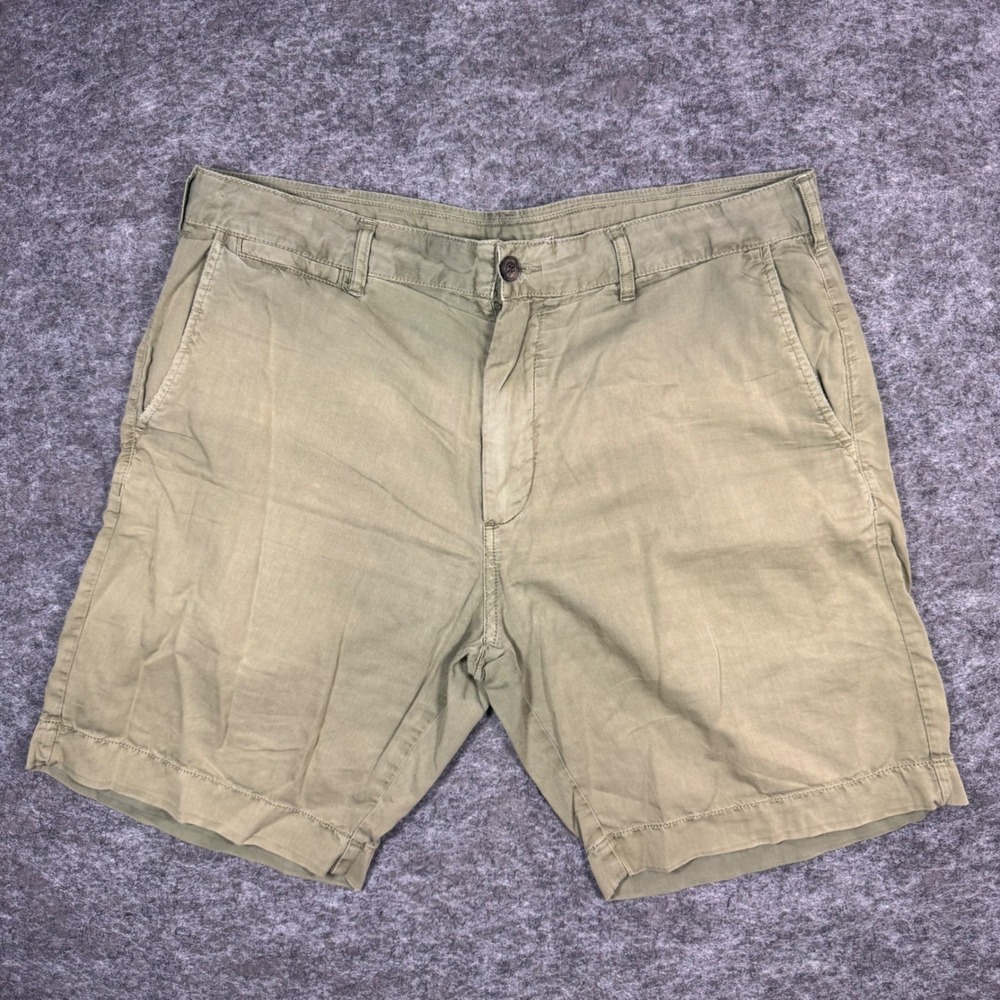 Faherty Reserve Chino Shorts Mens 34 Olive Green Flat Front Lightweight